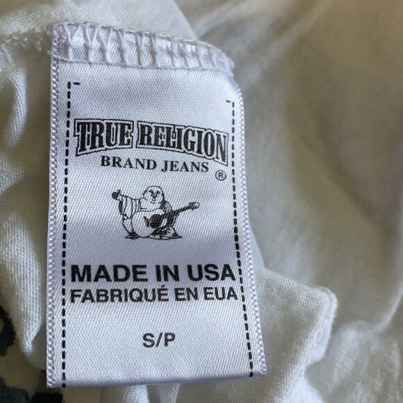 True Religion Soft White V Neck Tee Shirt Small - Picture 6 of 6